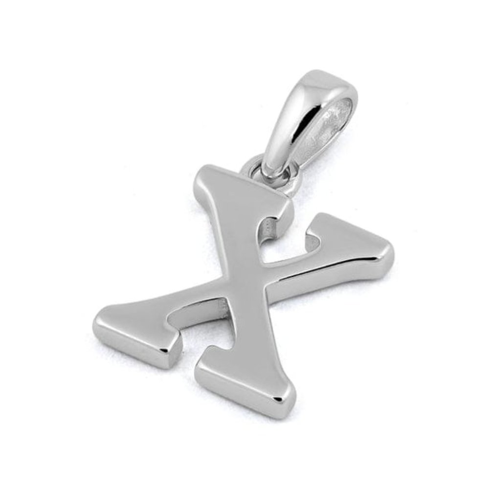 Sterling Silver Plain Letter X Initial Pendant